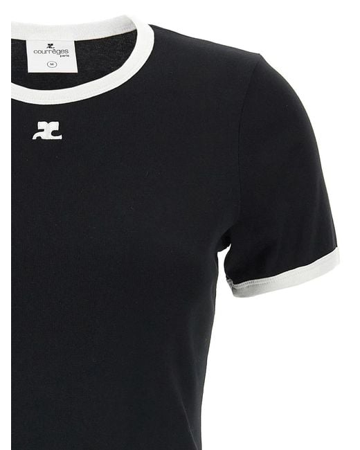 Courreges Black 'Signature Contrast' T-Shirt