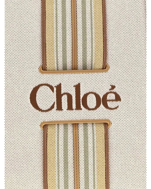 Chloé White Chloe Woody Loop Tote Bag