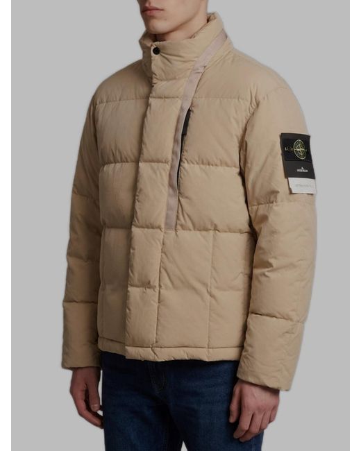 Stone Island Natural Cotton Nylon Canvas Down Jacket for men