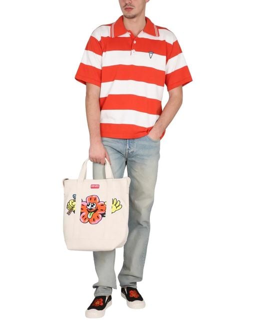 KENZO Red Nautical Stripes Polo Shirt for men