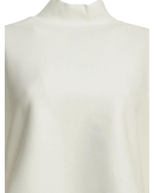 Alaïa White Alaia Asymmetrical Mock Neck T-Shirt