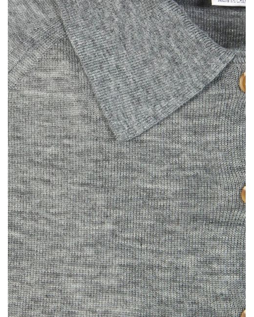 Victoria Beckham Gray Polo Collar T-Shirt