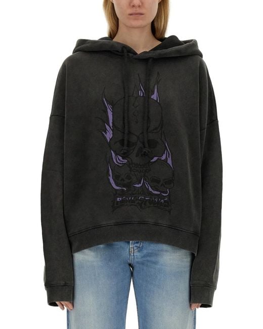 Acne Black Skull Print Sweatshirt