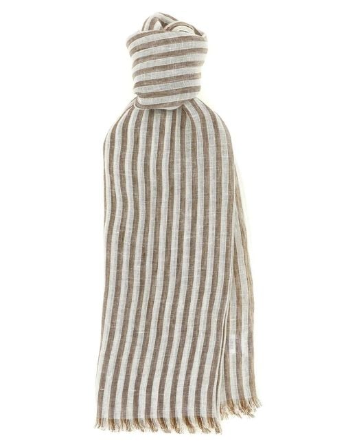 Brunello Cucinelli White 'Sparkling' Linen Scarf