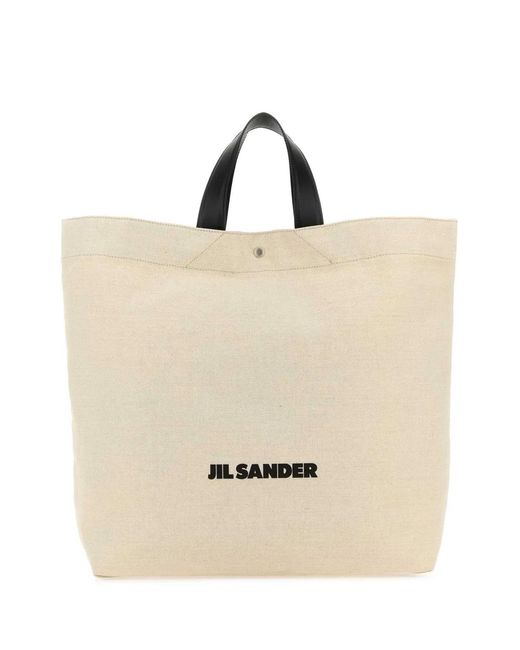 Jil Sander Natural Sand Canvas Flat Shopping Bag