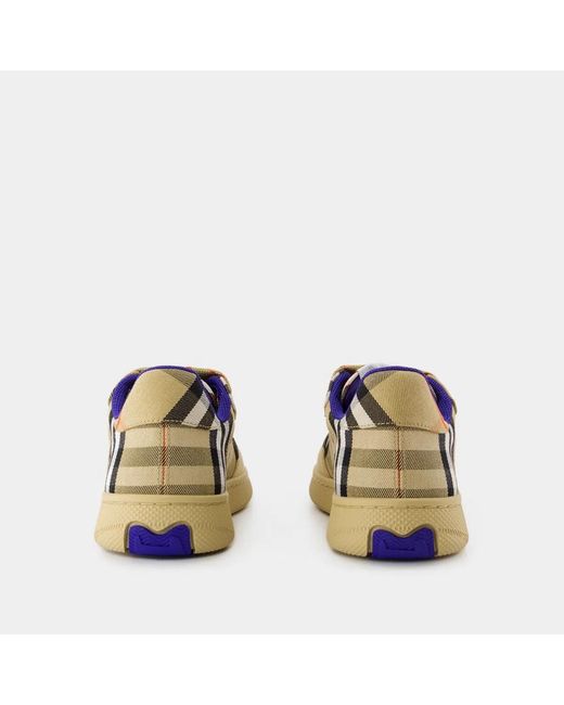 Burberry Yellow Embroidered Canvas Terrance Sneakers