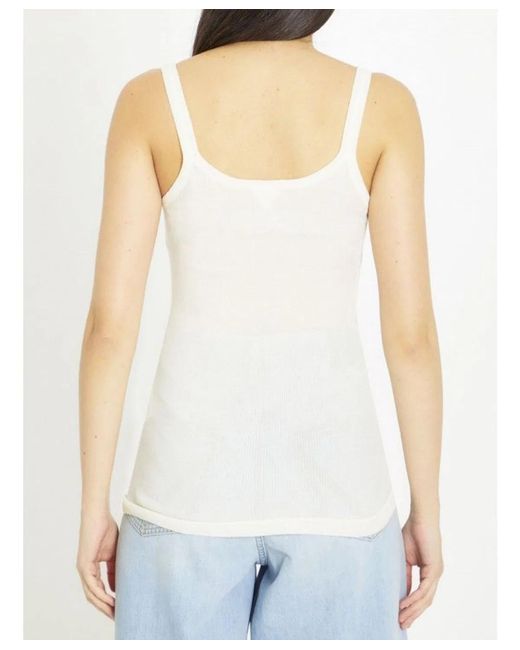 Bottega Veneta White Slim Fit Light Cotton Tank Top