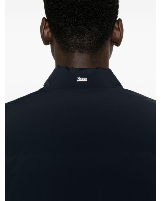 Herno Blue Quilted Press-Stud Jacket for men