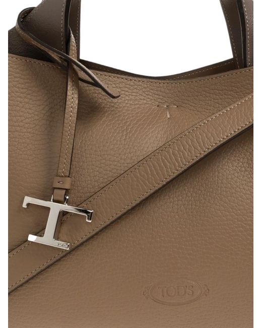 Tod's Brown T Timeless Mini Leather Tote Bag