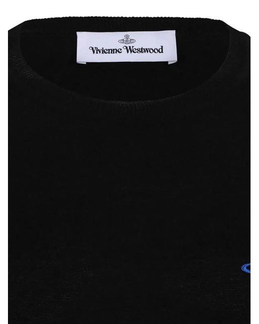 Vivienne Westwood Black T-Shirt With Orb Embroidery