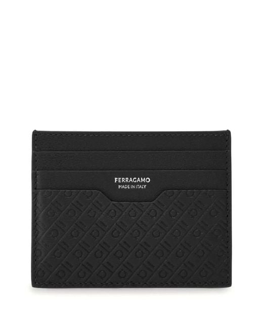 Ferragamo Black Leather Credit Card Case for men