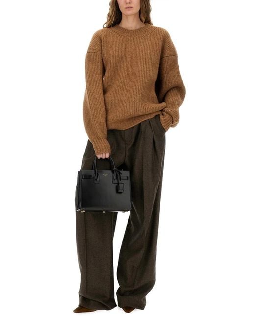 Saint Laurent Brown Thick Knit Pullover