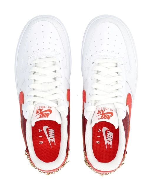 Nike Red Air Force 1 '07 Leather Sneakers