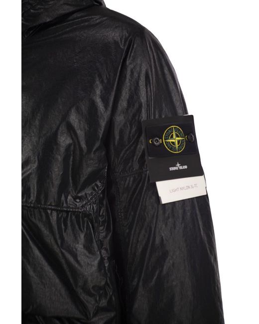 Stone Island Black Light Nylon 3L Tc Padded Hooded Jacket for men