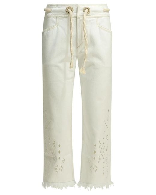 Isabel Marant White Alison Cotton Straight-Leg Jeans