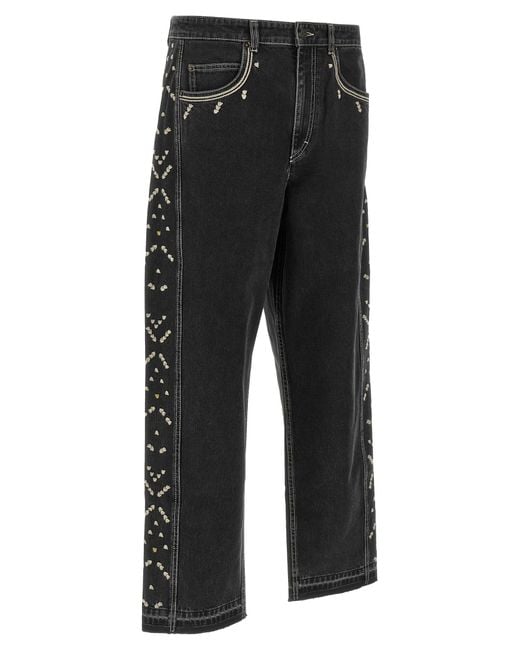Isabel Marant Black 'Jorian' Jeans With Embroideries for men