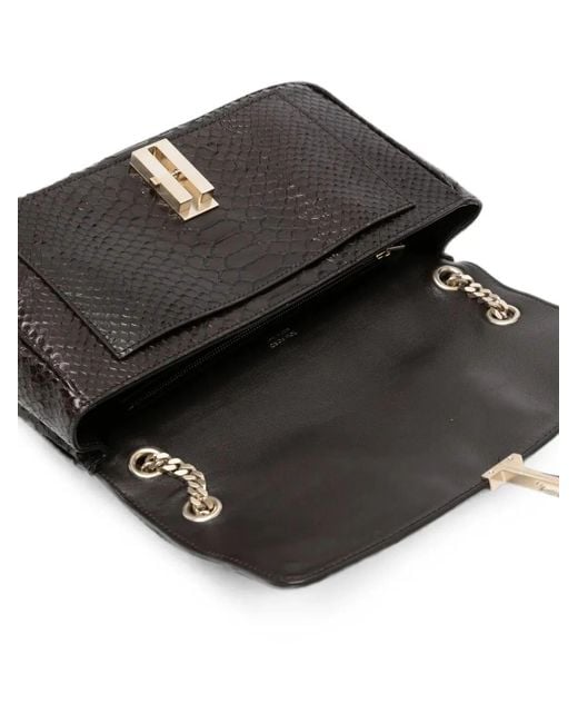 Tom Ford Black Semi Shiny Printed Python Chain Shoulder Bag