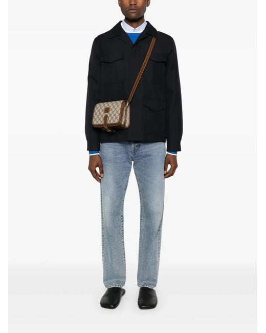 Gucci Brown Canvas Leather Shoulder Bag for men