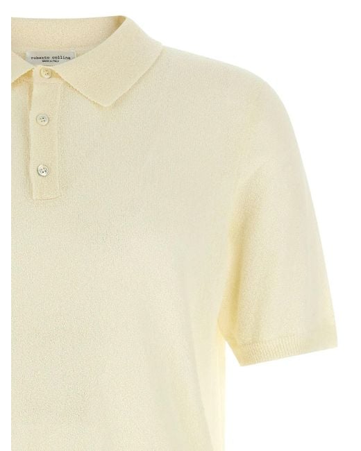 Roberto Collina White Spongy Effect Polo Shirt for men