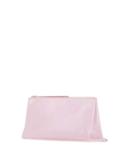 Jil Sander Pink Pastel Leather Medium Clutch