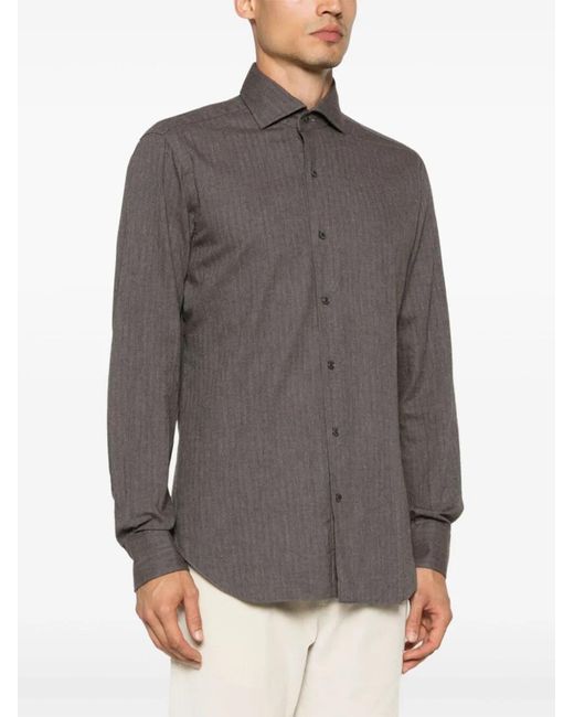 Barba Napoli Gray Neck Shirt for men