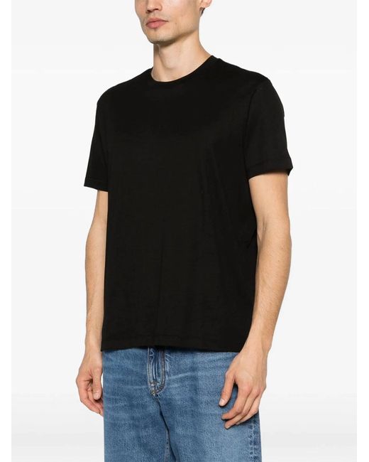 Paul & Shark Black Paul & Shark Cotton Blend T-Shirt With Tone-On-Tone Logo Print for men
