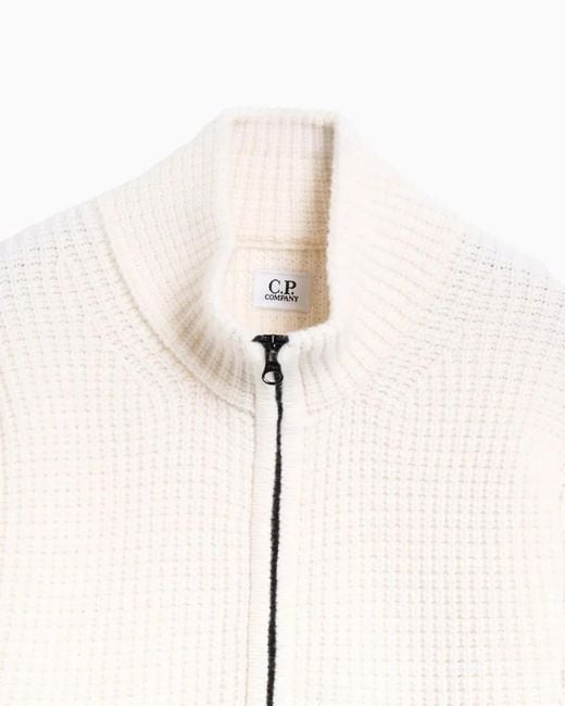 C P Company Natural C.P.Company Waffle-Knit Cardigan With A Zip Front for men