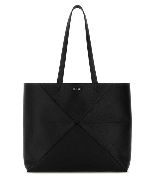 Loewe Black Puzzle Fold Tote Horizontal M