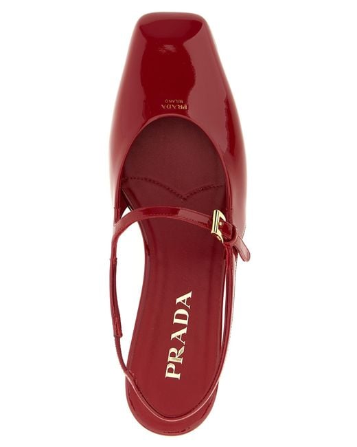 Prada Red Patent Leather Slingback