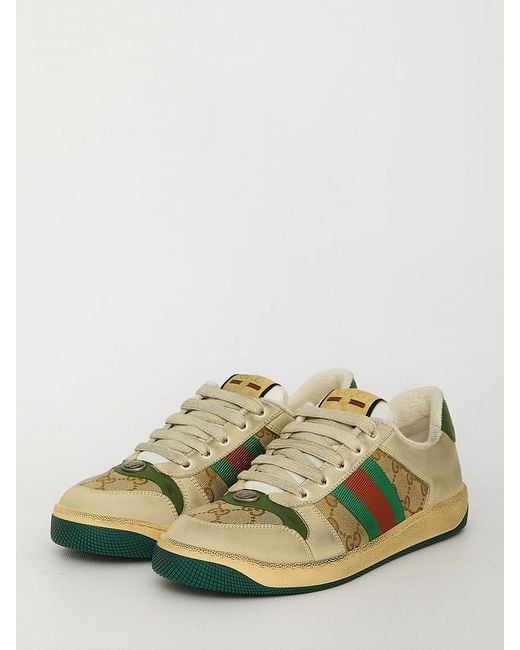 Gucci Green Multicolour Leather Screener Sneakers for men