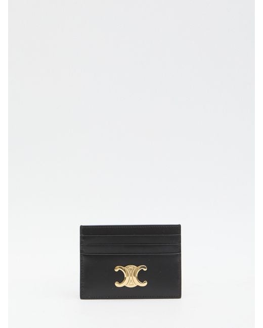 Céline White Triomphe-Plaque Card Holder