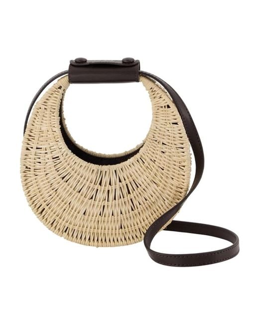 Staud Metallic Good Night Moon Wicker Bag