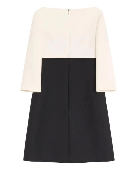 Valentino Garavani Black Crepe Couture Short Dress With Bow And Contrasting Sleeves