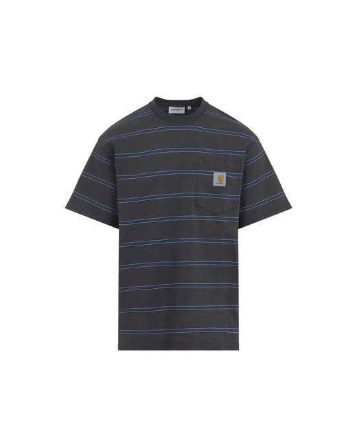Carhartt Blue Stripe Graphite Cotton T-Shirt for men
