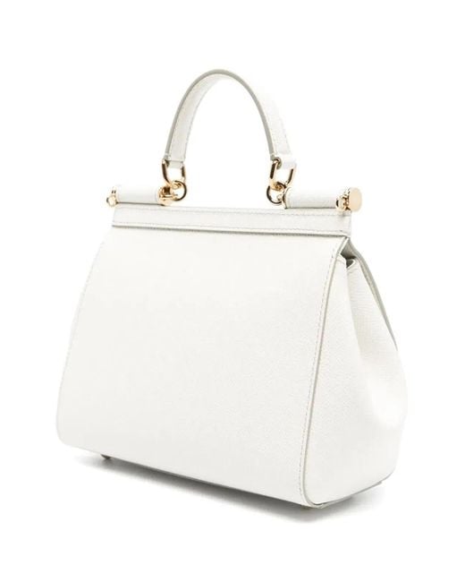 Dolce & Gabbana White Dolce & Gabbana Sicily Medium Leather Handbag