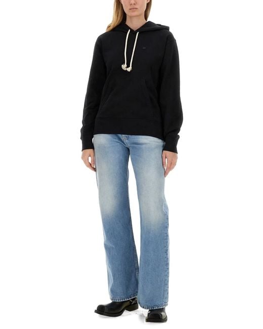 Acne Black Sweatshirt With "Face" Patch