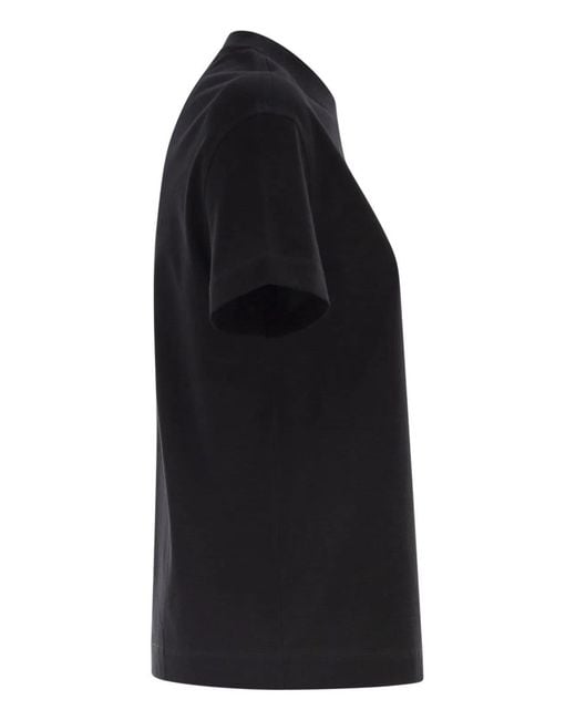 Brunello Cucinelli Black Cotton Jersey T-Shirt With Shiny Tab