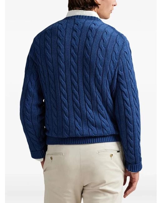 Polo Ralph Lauren Blue Cable-Knit Cotton Jumper for men