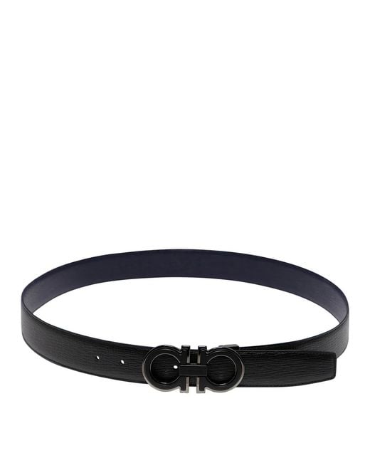 Ferragamo Black Gancini Calf Leather Leather Belt for men