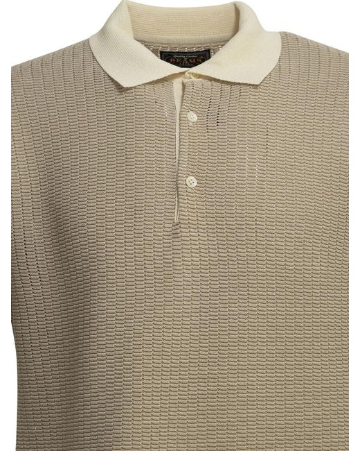 Beams Plus Natural Paper Polyester Nylon Spandex Washi Yarn Polo Shirt for men
