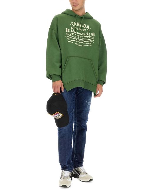 DSquared² Green Sweatshirt With Logo for men