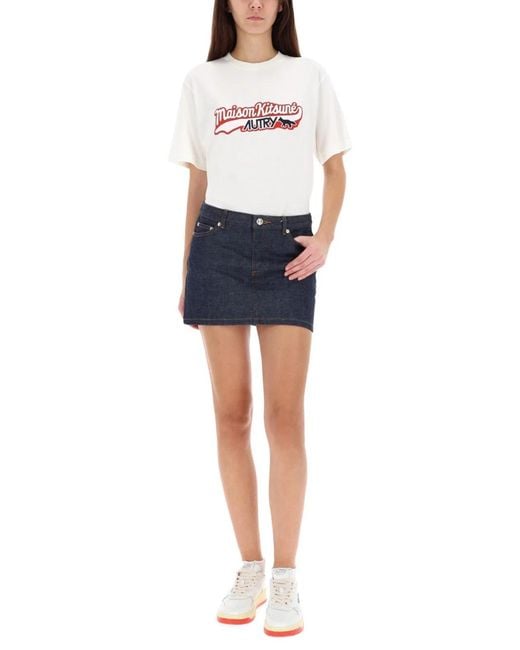 Autry X Maison Kitsune White Logo T-Shirt
