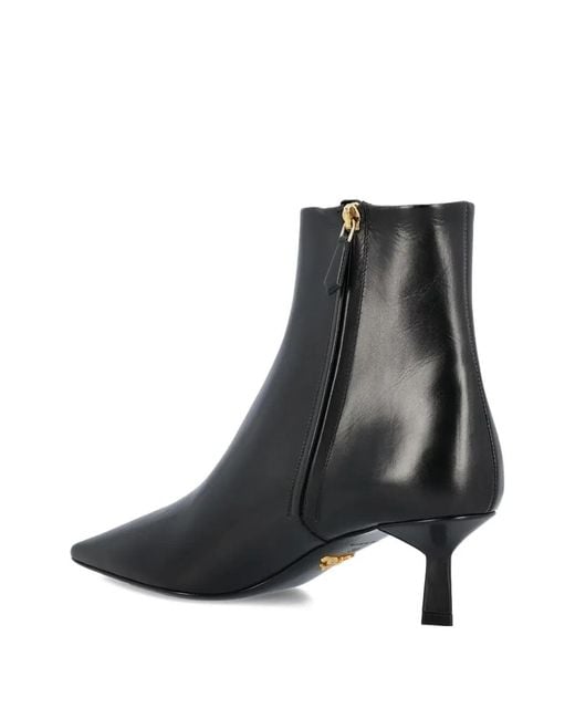 Prada Black Leather Pointed Ankle Boots