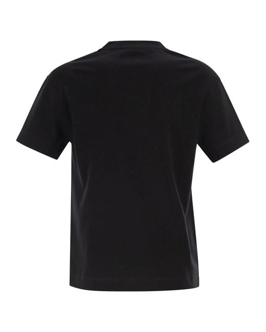 Brunello Cucinelli Black Cotton Jersey T-Shirt With Shiny Tab