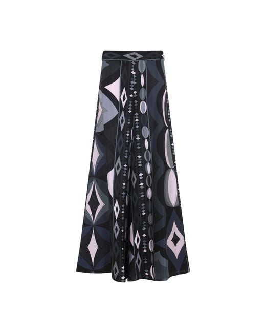 Emilio Pucci Blue Pants With Necklace Print