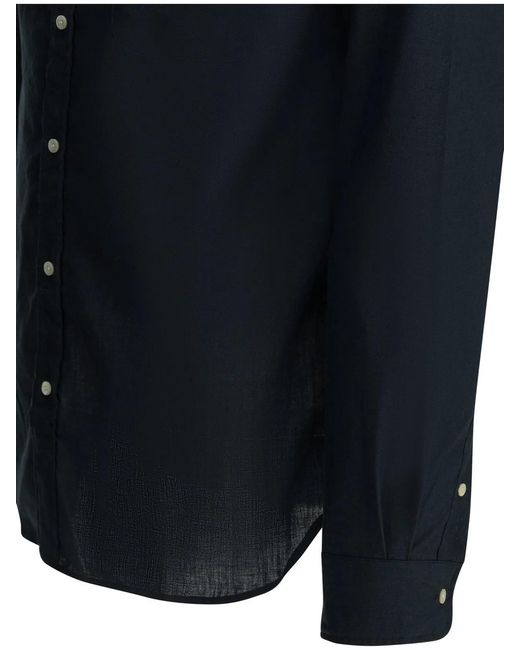 Beams Plus Blue Coolmax Linen Polyester Casual Shirt for men