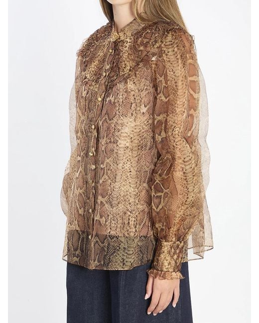 Zimmermann Brown Hypnotic Smocked Blouse