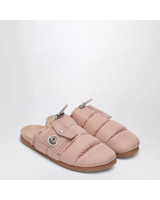 Moncler Pink Fabric Mon Pocket Slippers