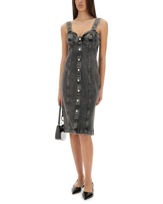 Moschino Black Denim Midi Dress