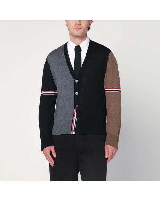 Thom Browne Black Wool Cardigan for men